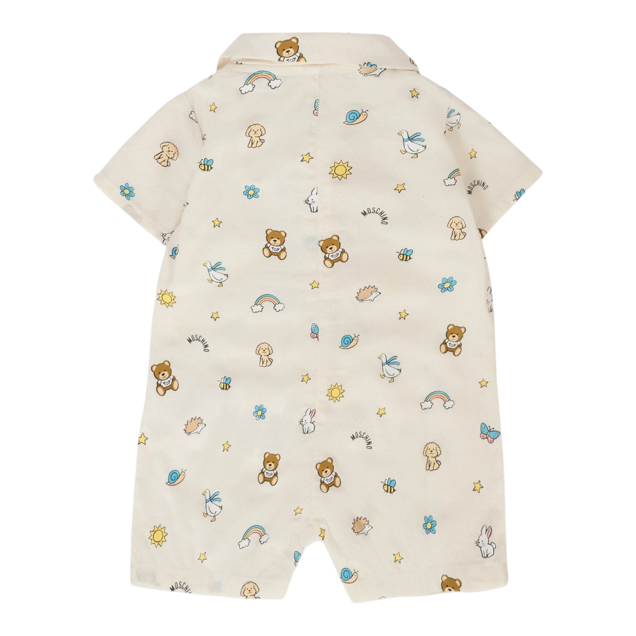 Moschino Pagliaccetto Tinta Unita con Stampa per Neonata MUY07J PANNA MOSCHINO 