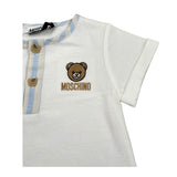 Moschino Pagliaccetto Bicolore Mezza Manica per Neonato MUY08Z BIANCO MOSCHINO 