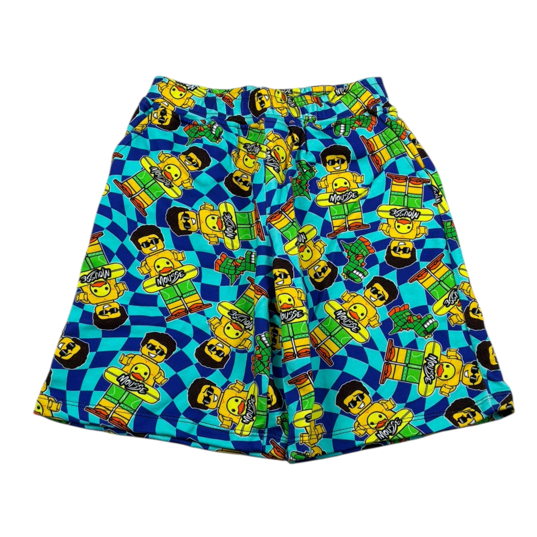 Mousse Bermuda Tinta Unita con Stampa E Elastico In Vita per Bambino DINOBEACHBE VERDE ACQUA MOUSSE 