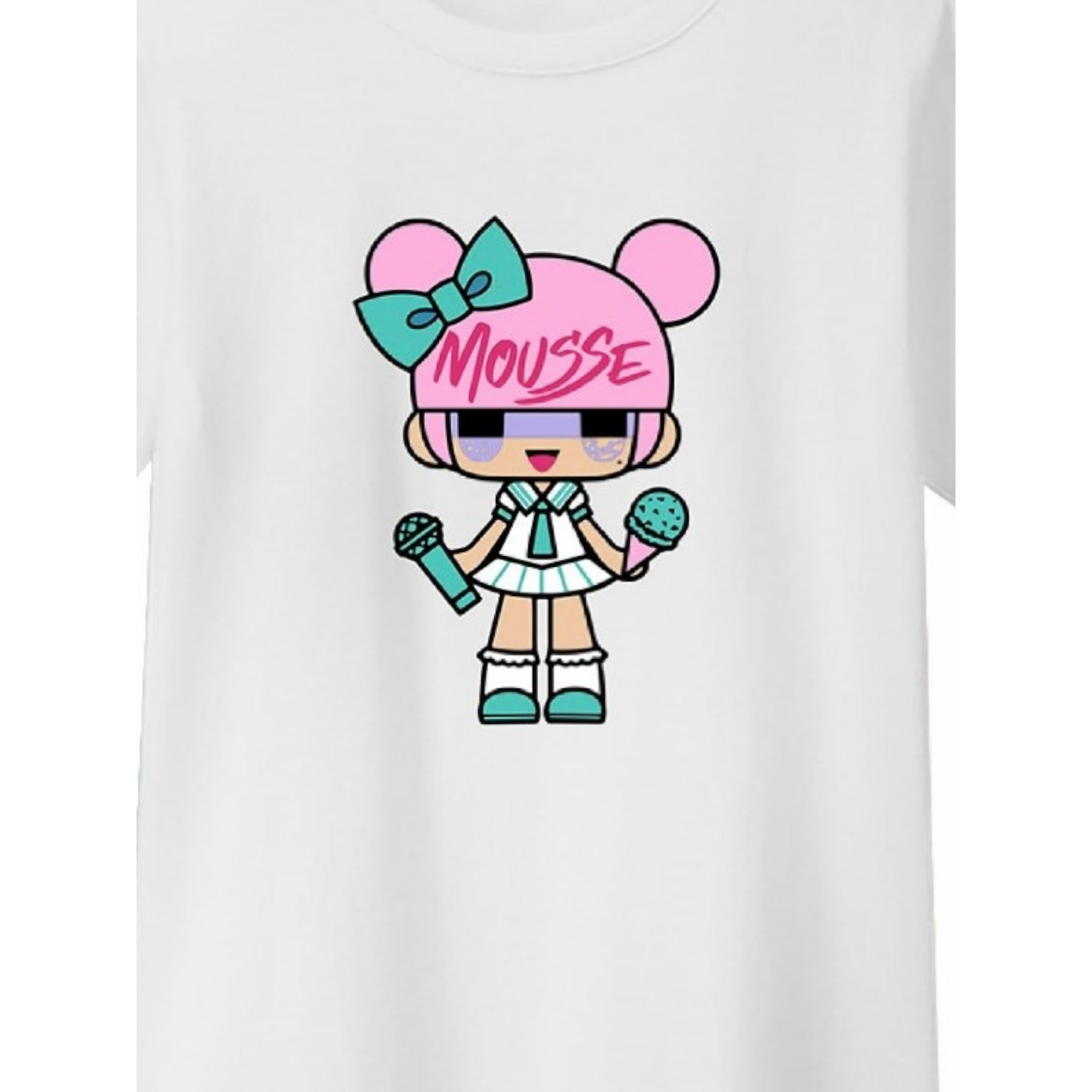 Mousse T-Shirt Girocollo Tinta Unita con Stampa per Neonata DOLLWHITEN BIANCO MOUSSE 