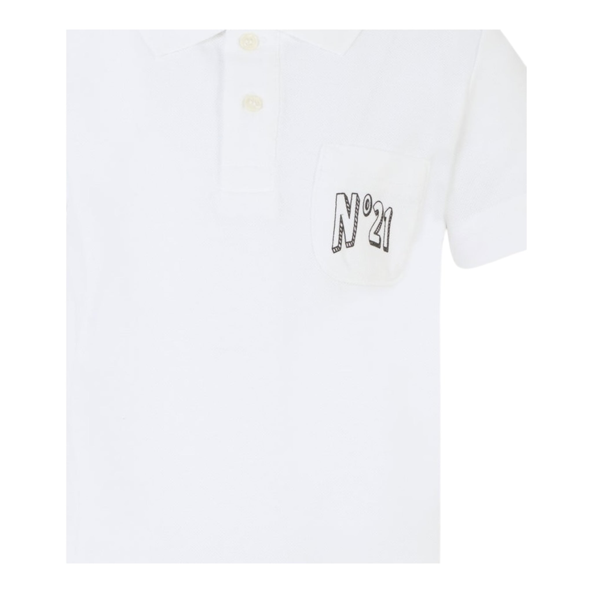 N°21 Polo Mezza Manica Tinta Unita con Stampa per Bambino N2103I BIANCO N°21 