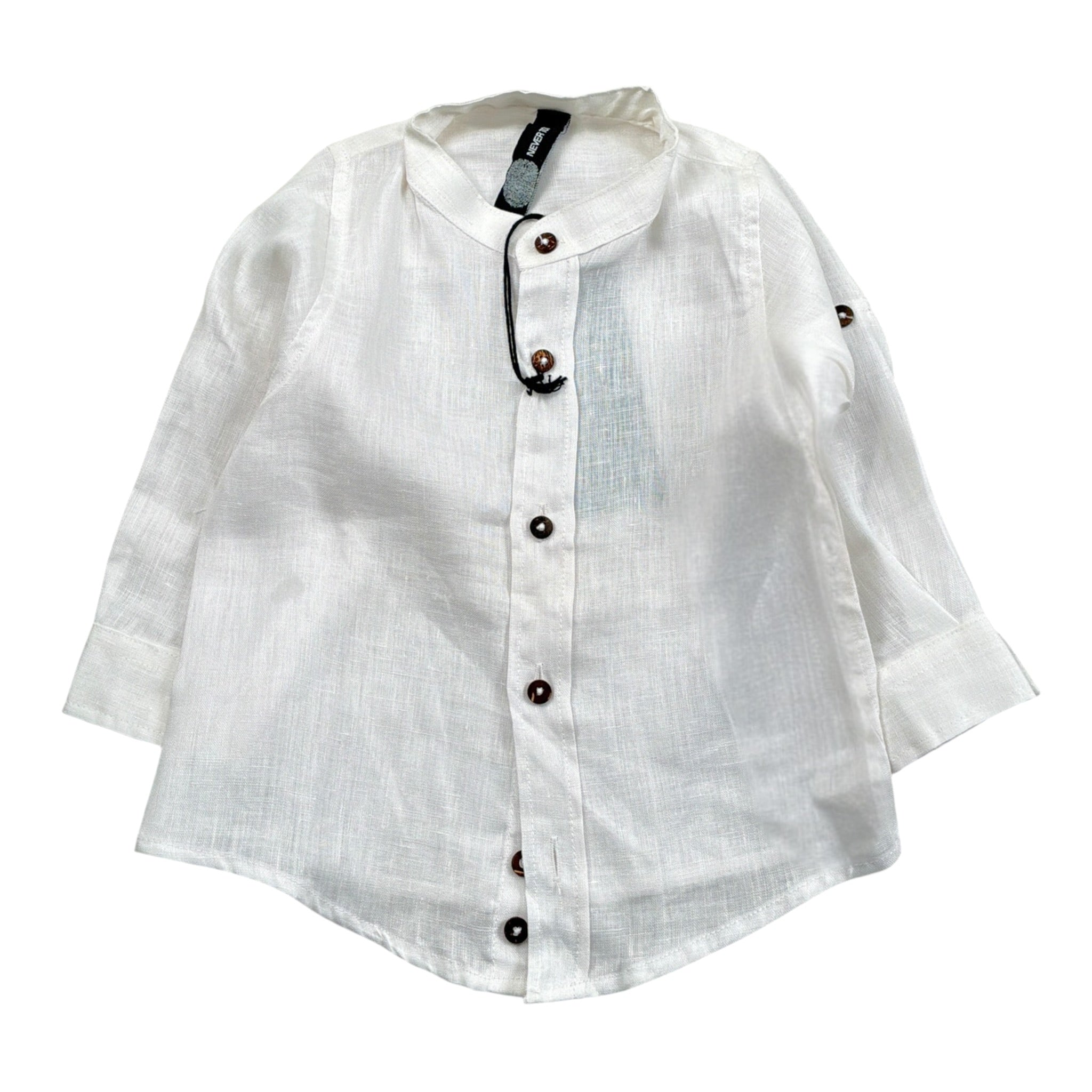 Never Too Camicia tinta unita con Collo Coreano Panna per Bambino NT1232B PANNA NEVER TOO 