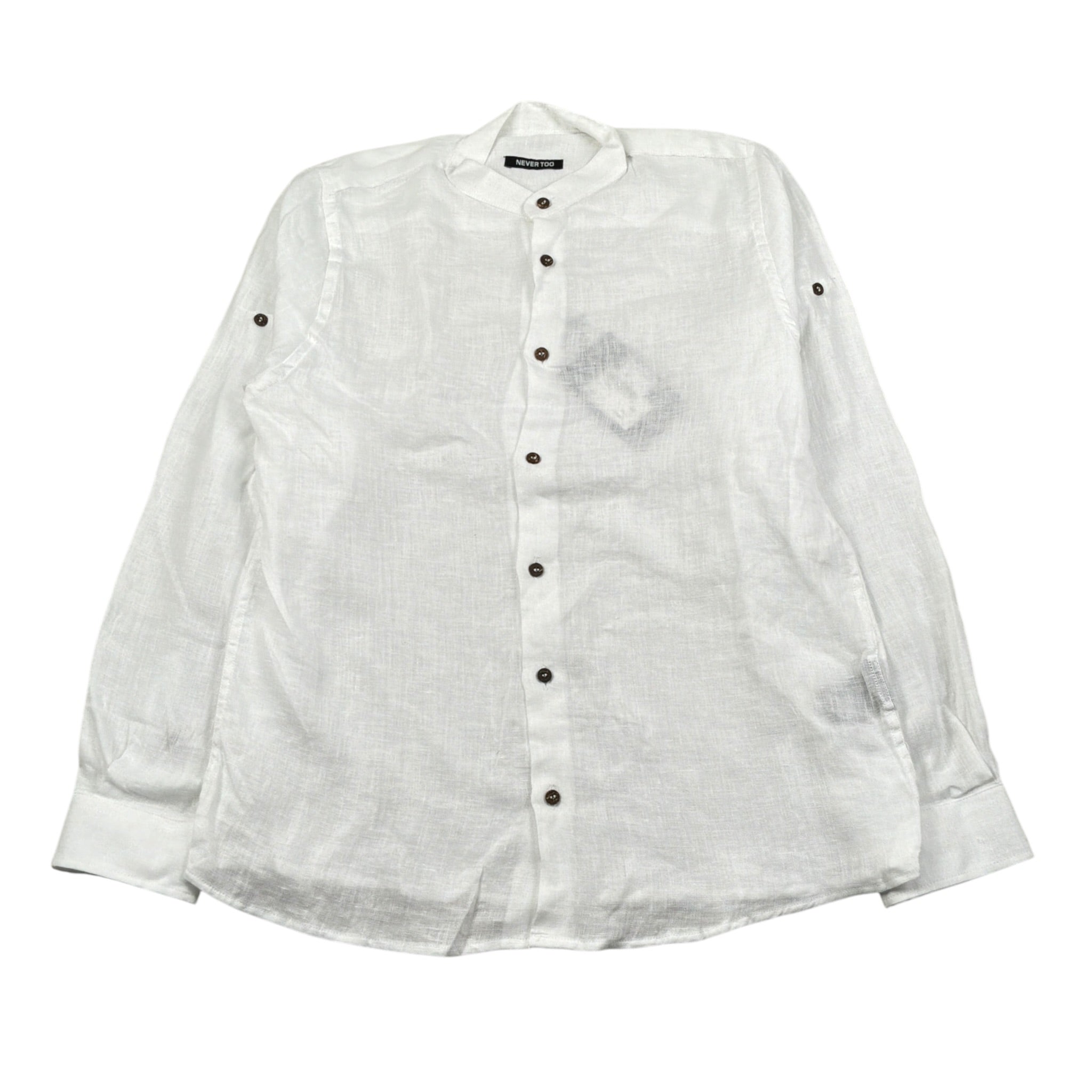 Never Too Camicia Manica Lunga tinta unita Collo Coreano Bianco per Bambino NT1568R BIANCO NEVER TOO 