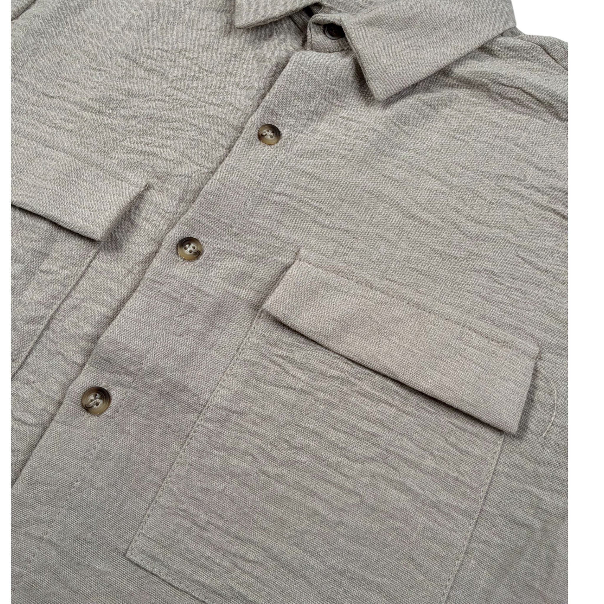 Never Too Camicia tinta unita Mezza Manica Beige per Bambino NT2284R BEIGE NEVER TOO 