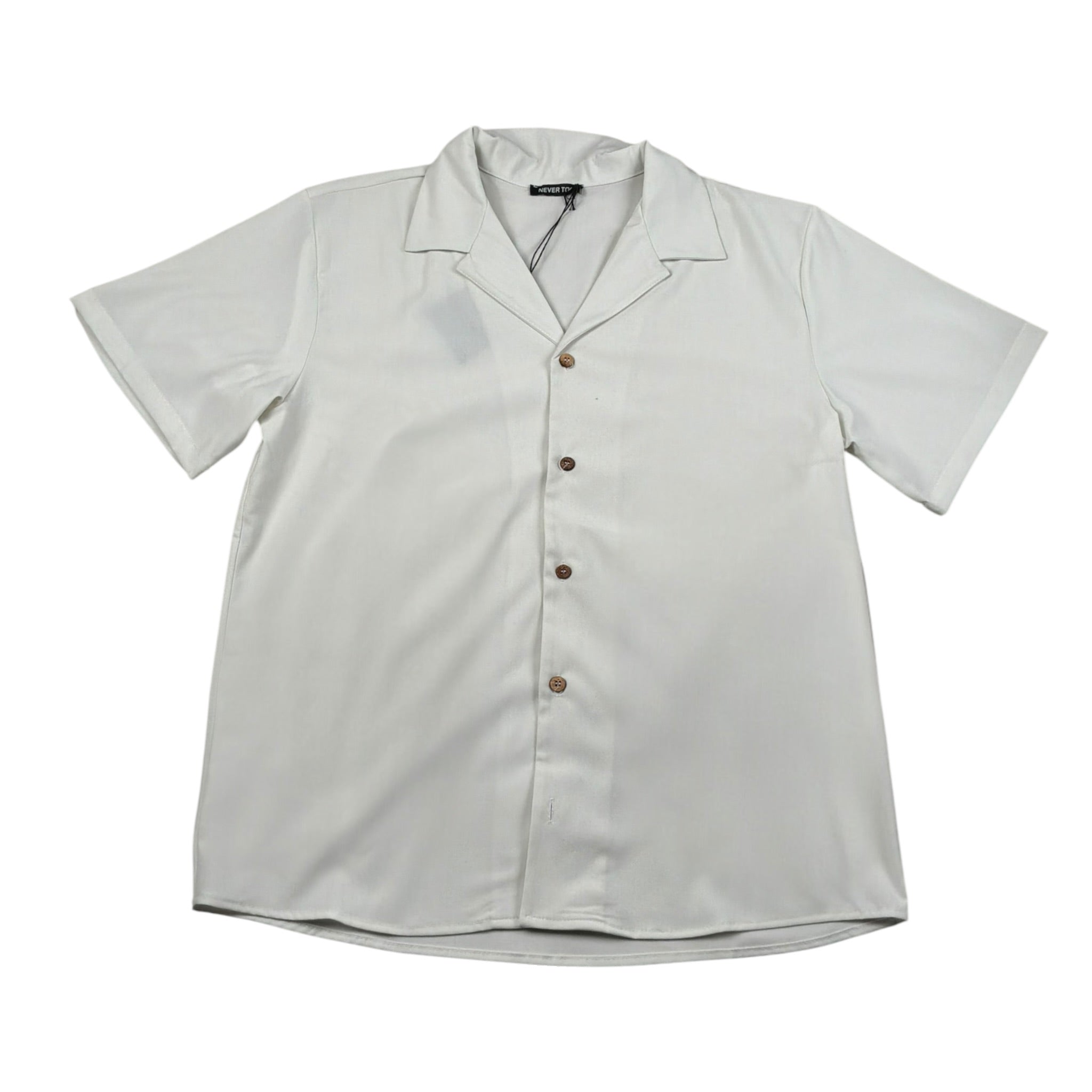 Never Too Camicia tinta unita Mezza Manica Panna per Bambino NT2335R PANNA NEVER TOO 
