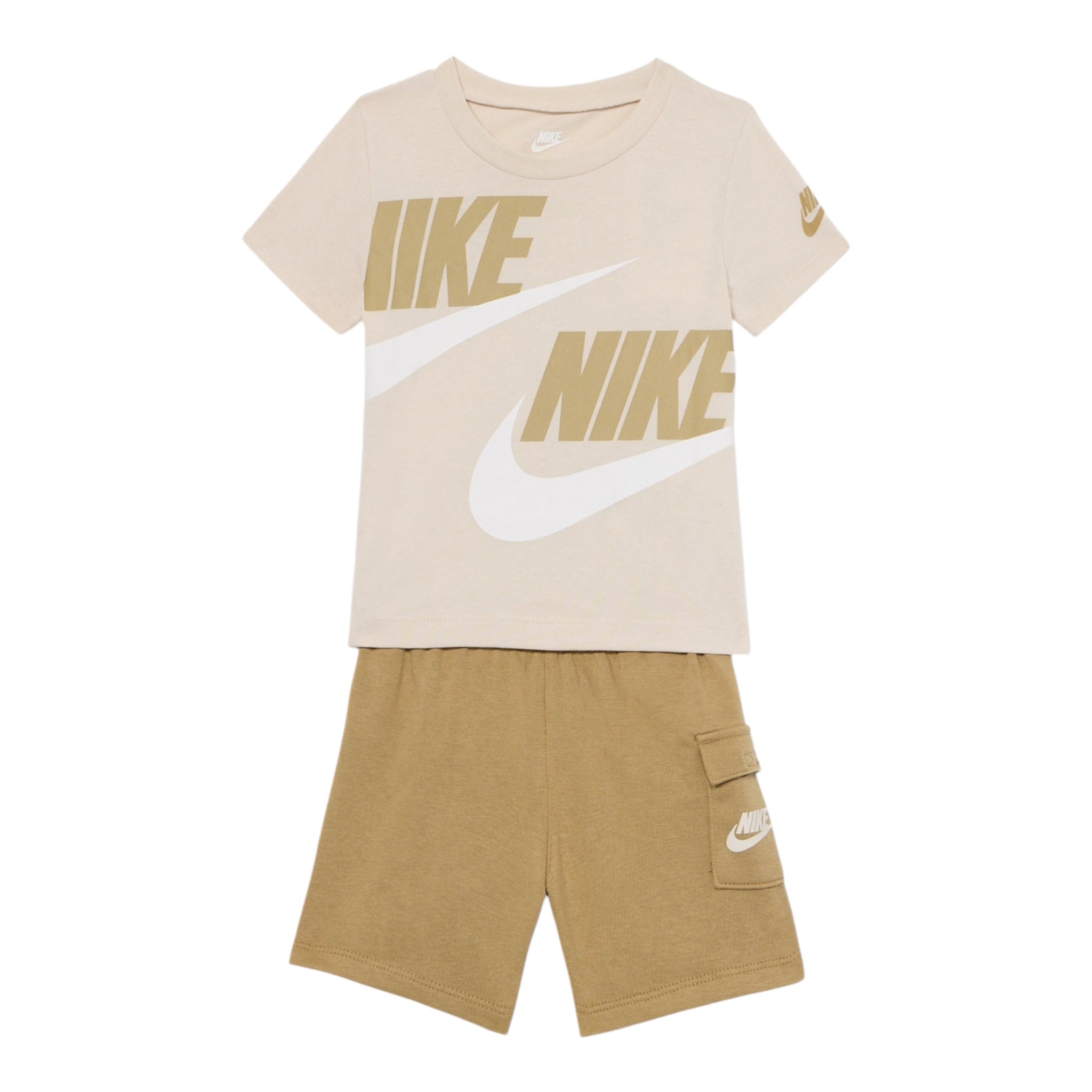 Nike Completo 2 Pezzi T-Shirt-Bermuda Tinta Unita per Neonato 86J213N BEIGE NIKE 