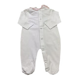Ninnaoh Tutina Tinta Unita con Stampa E Colletto per Neonata E2215T BIANCO NINNAOH 