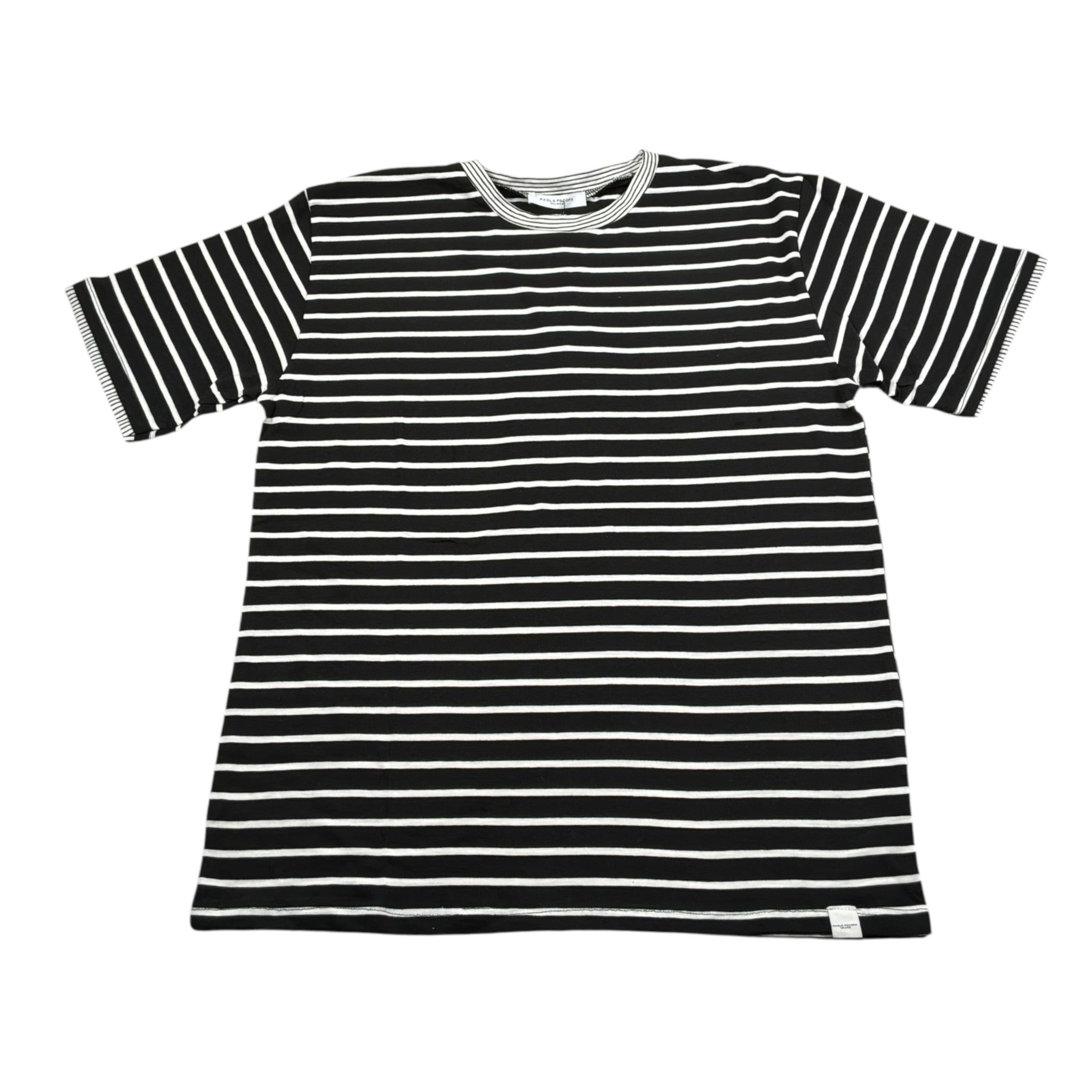 Paolo Pecora T-Shirt Girocollo tinta unita con Stampa A Righe Nero per Bambino P2668 NERO PAOLO PECORA 