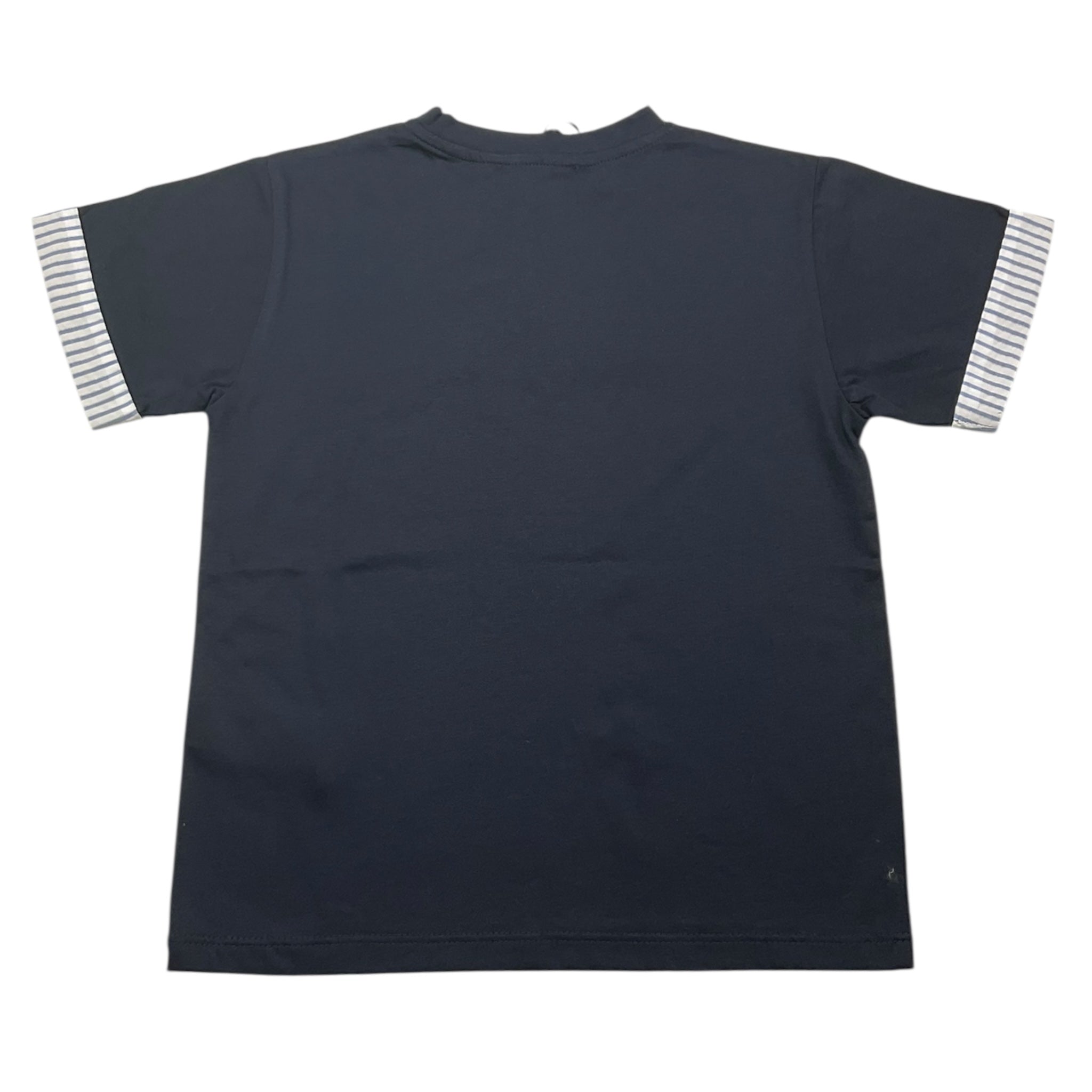 Paolo Pecora T-Shirt Girocollo Tinta Unita con Maniche In Contrasto per Bambino PP4050X BLU PAOLO PECORA 