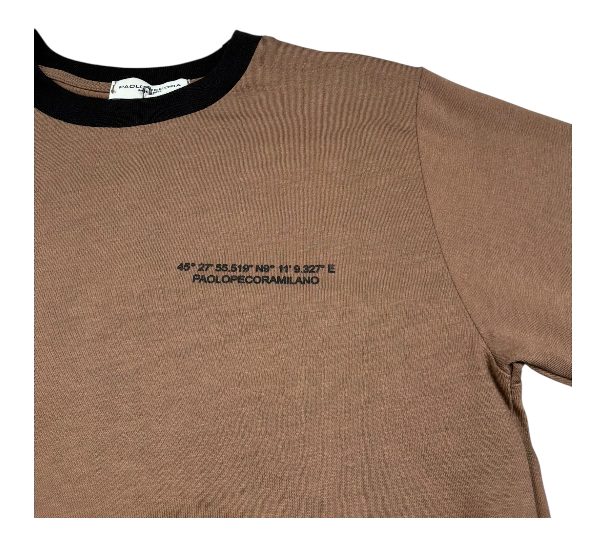Paolo Pecora T-Shirt Girocollo Tinta Unita con Profili In Contrasto per Bambino PP4347 MARRONE PAOLO PECORA 