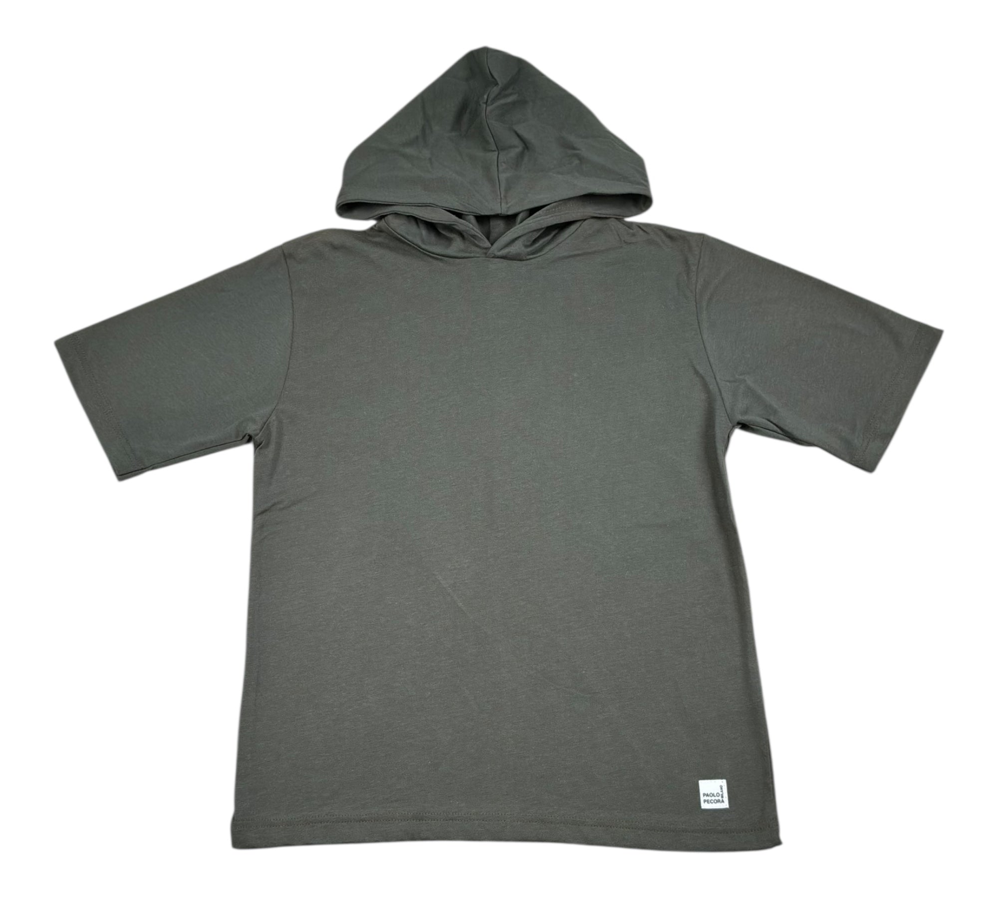 Paolo Pecora T-Shirt Tinta Unita con Cappuccio per Bambino PP4352 VERDE PAOLO PECORA 