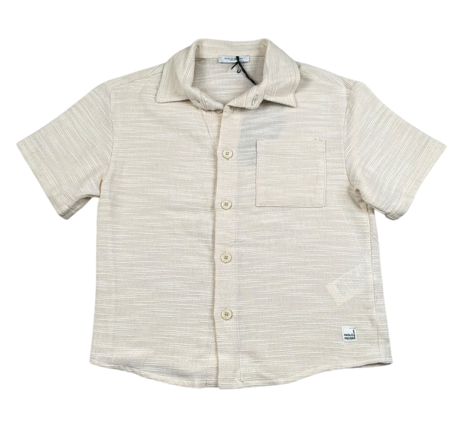 Paolo Pecora Camicia Mezza Manica Tinta Unita per Bambino PP4379 SABBIA PAOLO PECORA 