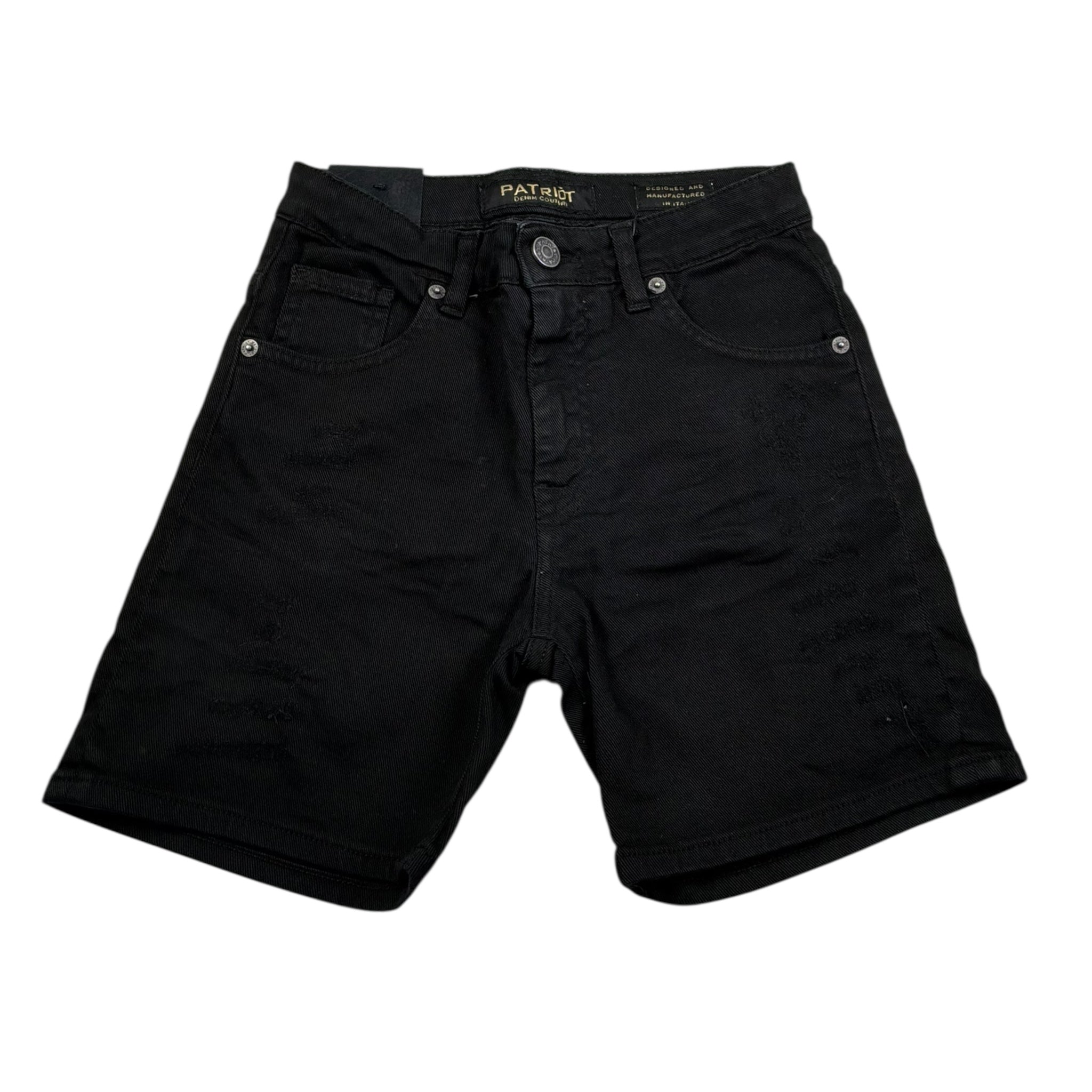 Patriot Bermuda In Denim Tinta Unita con Girovita Regolabile per Bambino PBC1429 NERO PATRIOT 