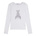 Patrizia Pepe Shirt Girocollo Tinta Unita con Brillantini per Bambina 7M0752 BIANCO PATRIZIA PEPE 