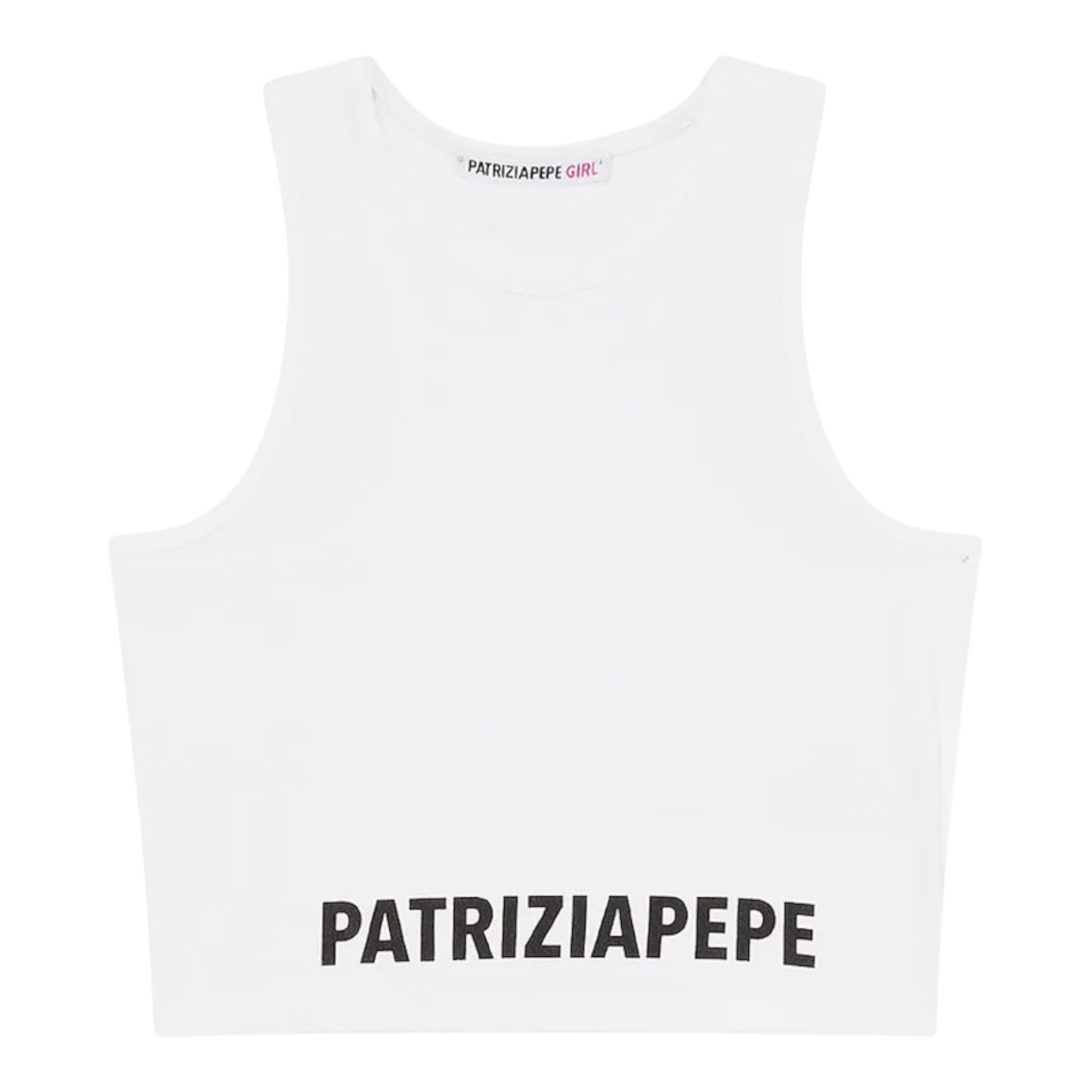 Patrizia Pepe Canotta Tinta Unita con Logo per Bambina 7M0808 BIANCO PATRIZIA PEPE 