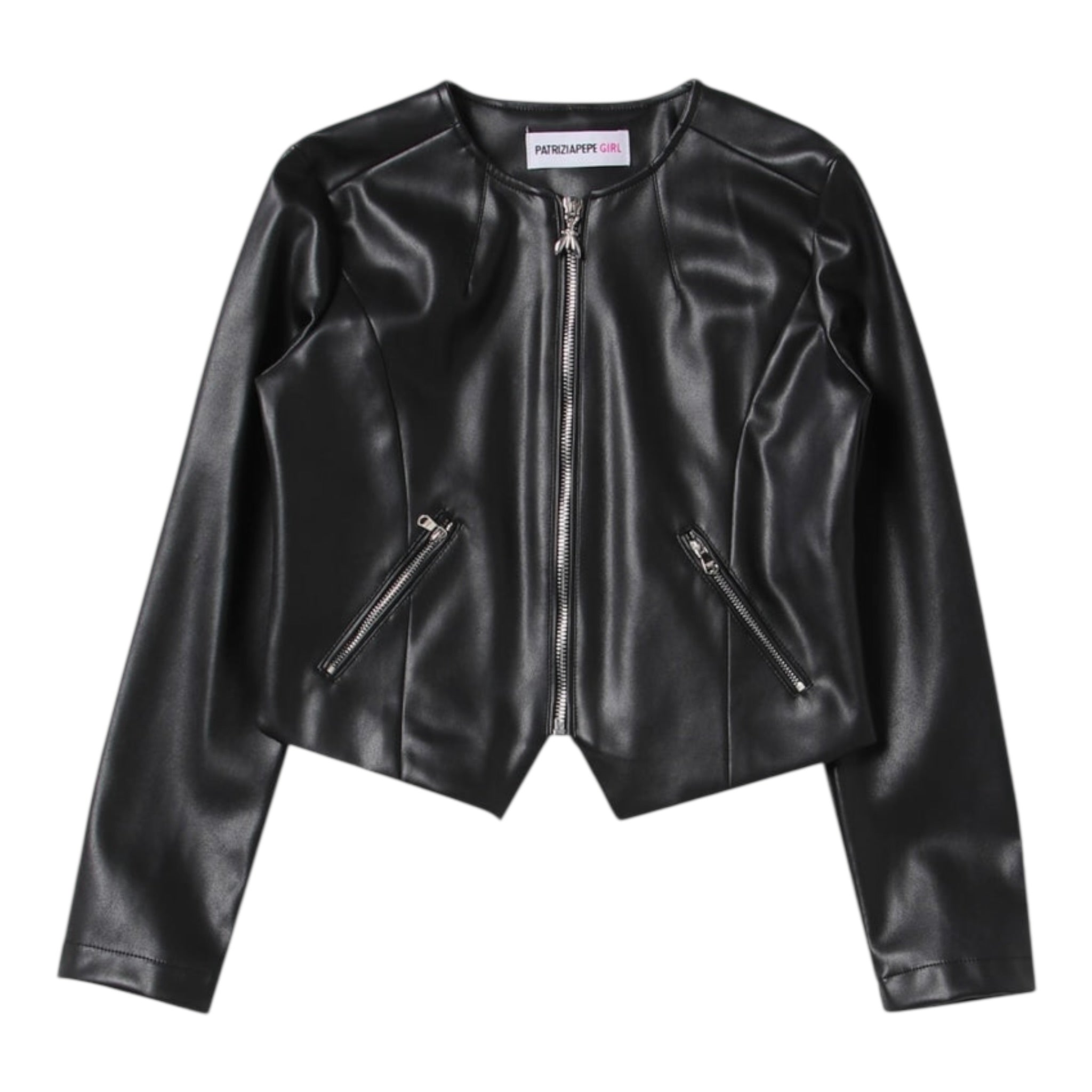 Patrizia Pepe Giubbino In Ecopelle tinta unita con Zip Nero per Bambina 7O0014X NERO PATRIZIA PEPE 