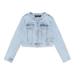 Patrizia Pepe Giubbino In Denim Tinta Unita con Bottoni per Bambina 7O0038 AZZURRO PATRIZIA PEPE 