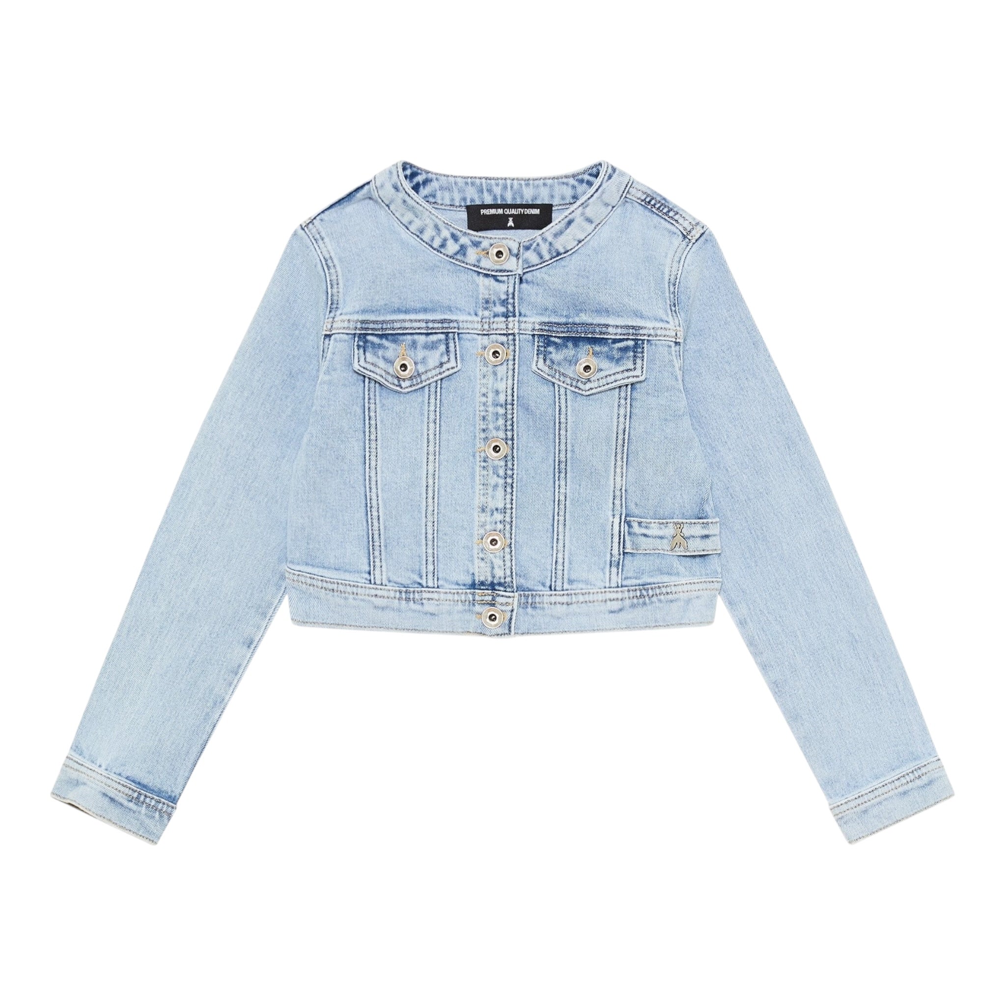 Patrizia Pepe Giubbino In Denim Tinta Unita con Bottoni per Bambina 7O0038 AZZURRO PATRIZIA PEPE 