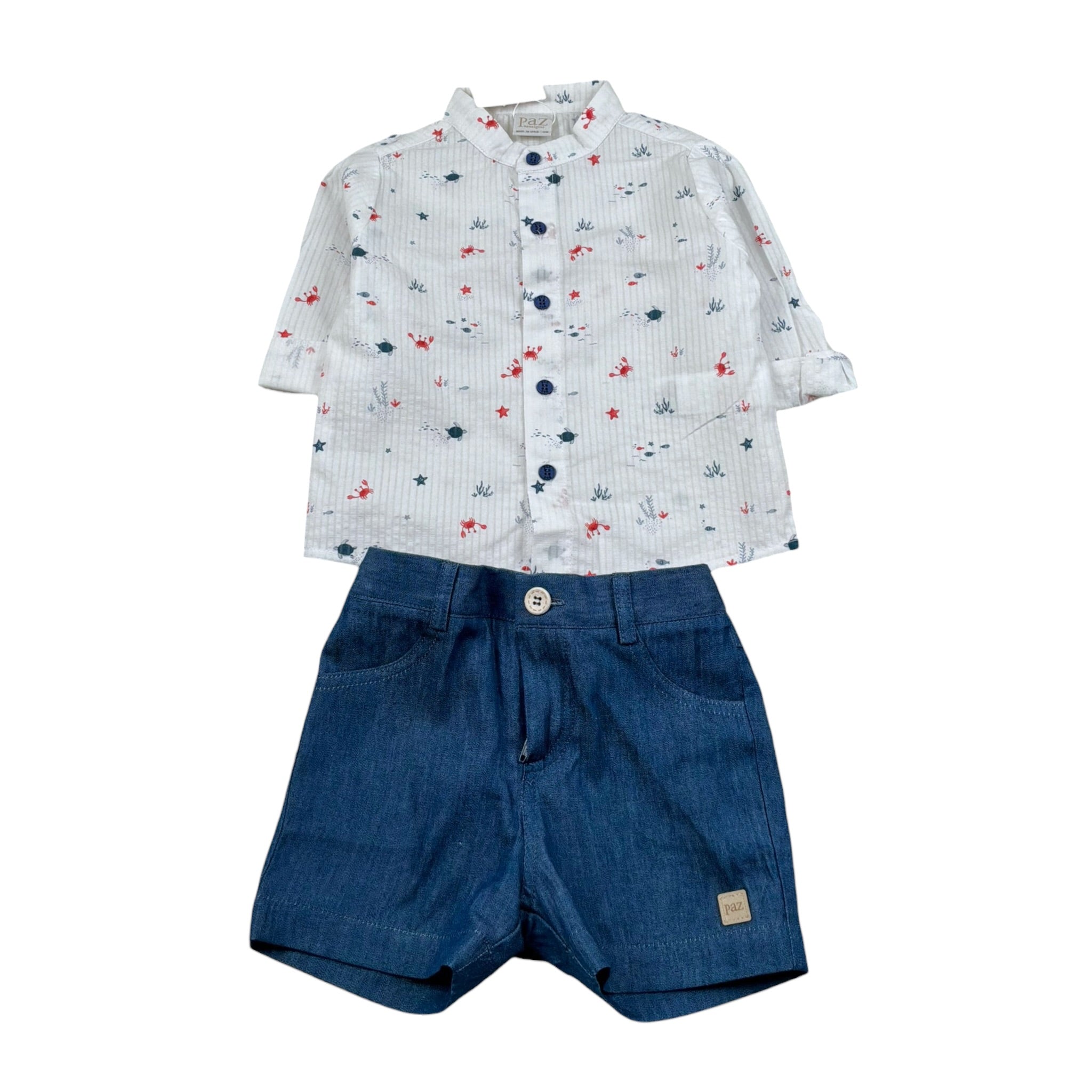 Paz Rodriguez Completo 2 Pezzi Camicia-Bermuda per Bambino 006150739J BIANCO/BLU PAZ RODRIGUEZ 