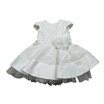 Petit Abito Mezza Manica tinta unita con Tulle Bianco per Neonata S2014013 BIANCO PETIT 