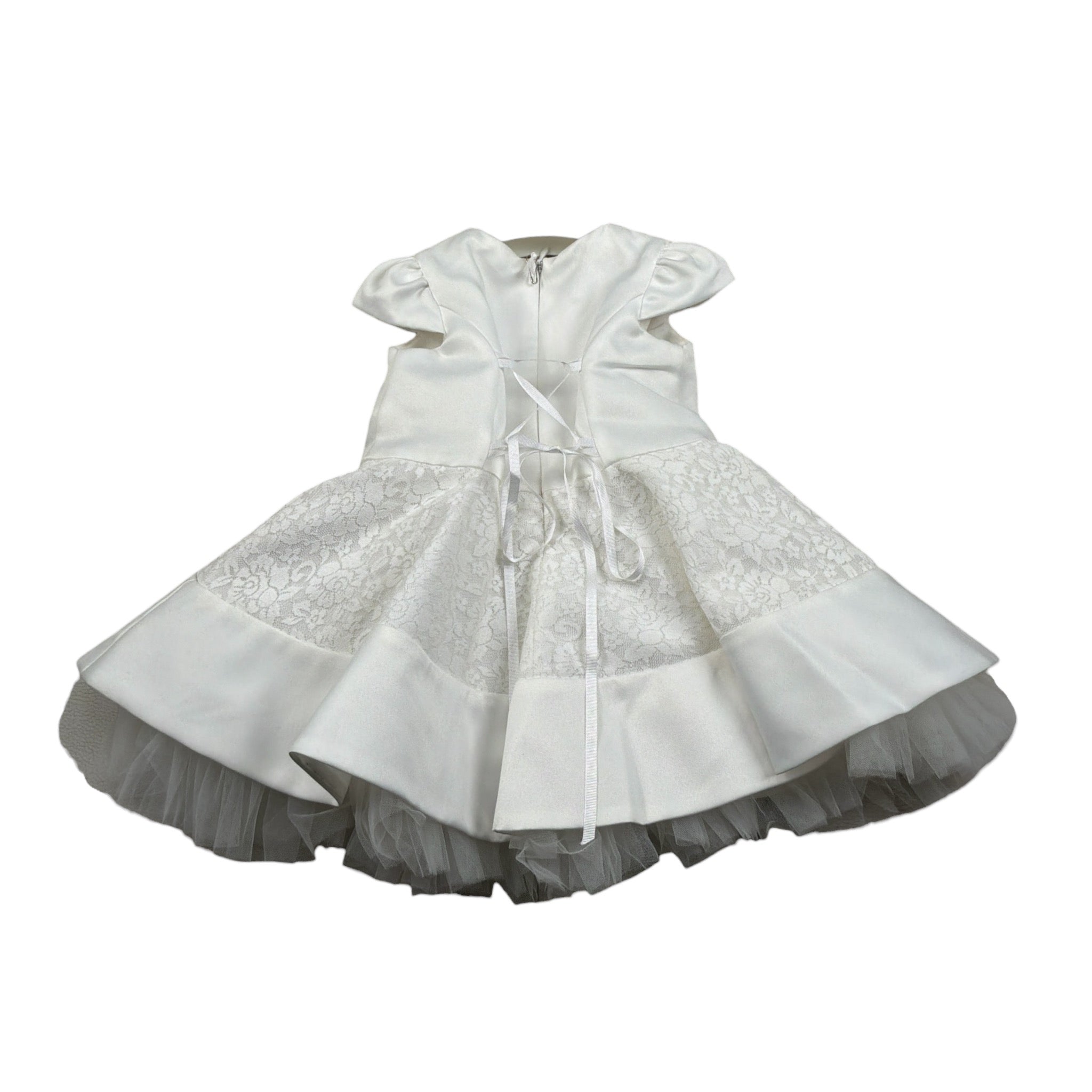 Petit Abito Mezza Manica tinta unita con Tulle Bianco per Neonata S2014013 BIANCO PETIT 