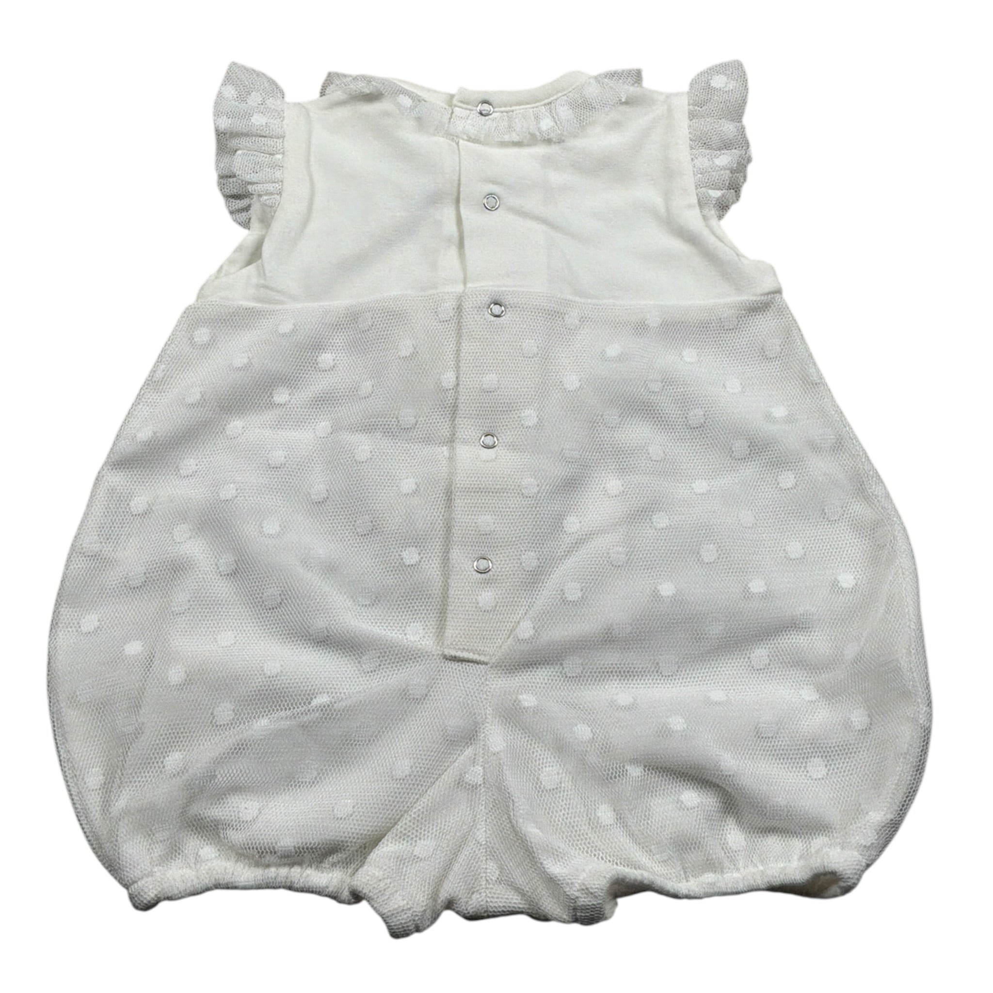 Petit Pagliaccetto Giromanica tinta unita con Tull Bianco per Neonata S7214562 BIANCO PETIT 