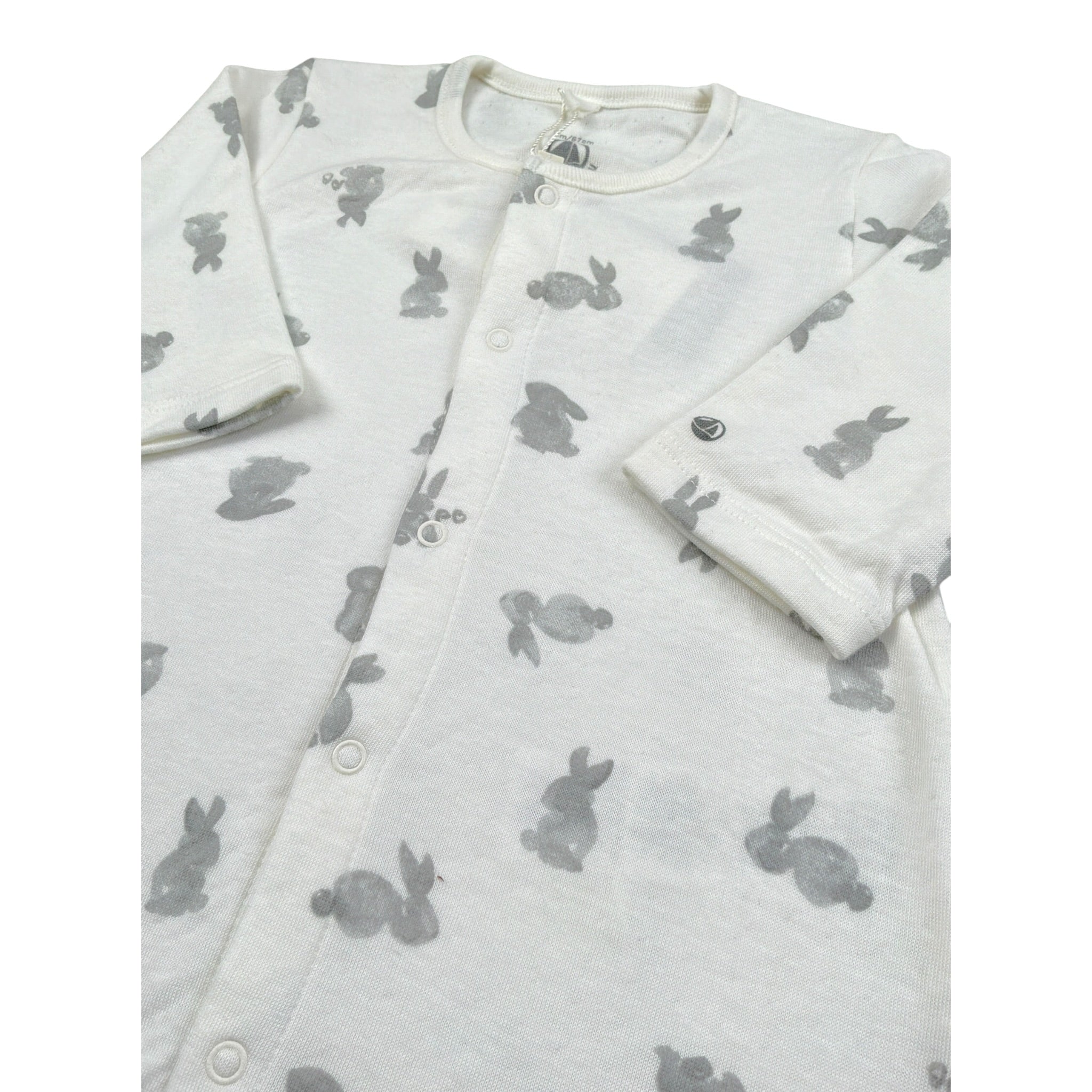 Petit Bateau Tutina tinta unita con Stampa Bianco per Neonato A0822 BIANCO PETIT BATEAU 