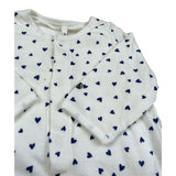 Petit Bateau Tutina Manica Lunga Tinta Uita con Stampe Cuori Panna per Neonato A087P PANNA PETIT BATEAU 