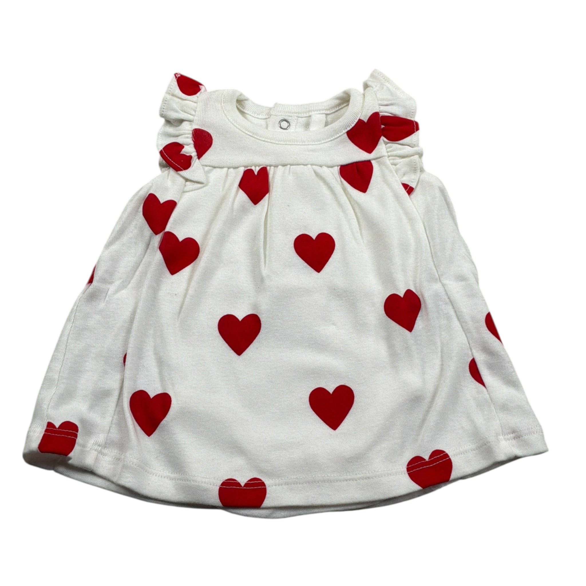 Petit Bateau Abito Giromanica tinta unita con Stampe Cuori Bianco per Neonata A09MS01420 BIANCO PETIT BATEAU 