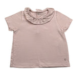 Petit Bateau T-Shit tinta unita con Colletto Rosa per Neonata TBSPE ROSA PETIT BATEAU 