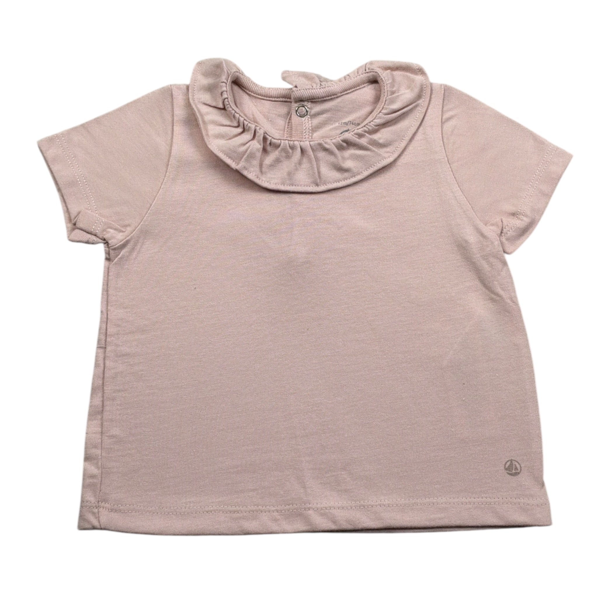 Petit Bateau T-Shit tinta unita con Colletto Rosa per Neonata TBSPE ROSA PETIT BATEAU 