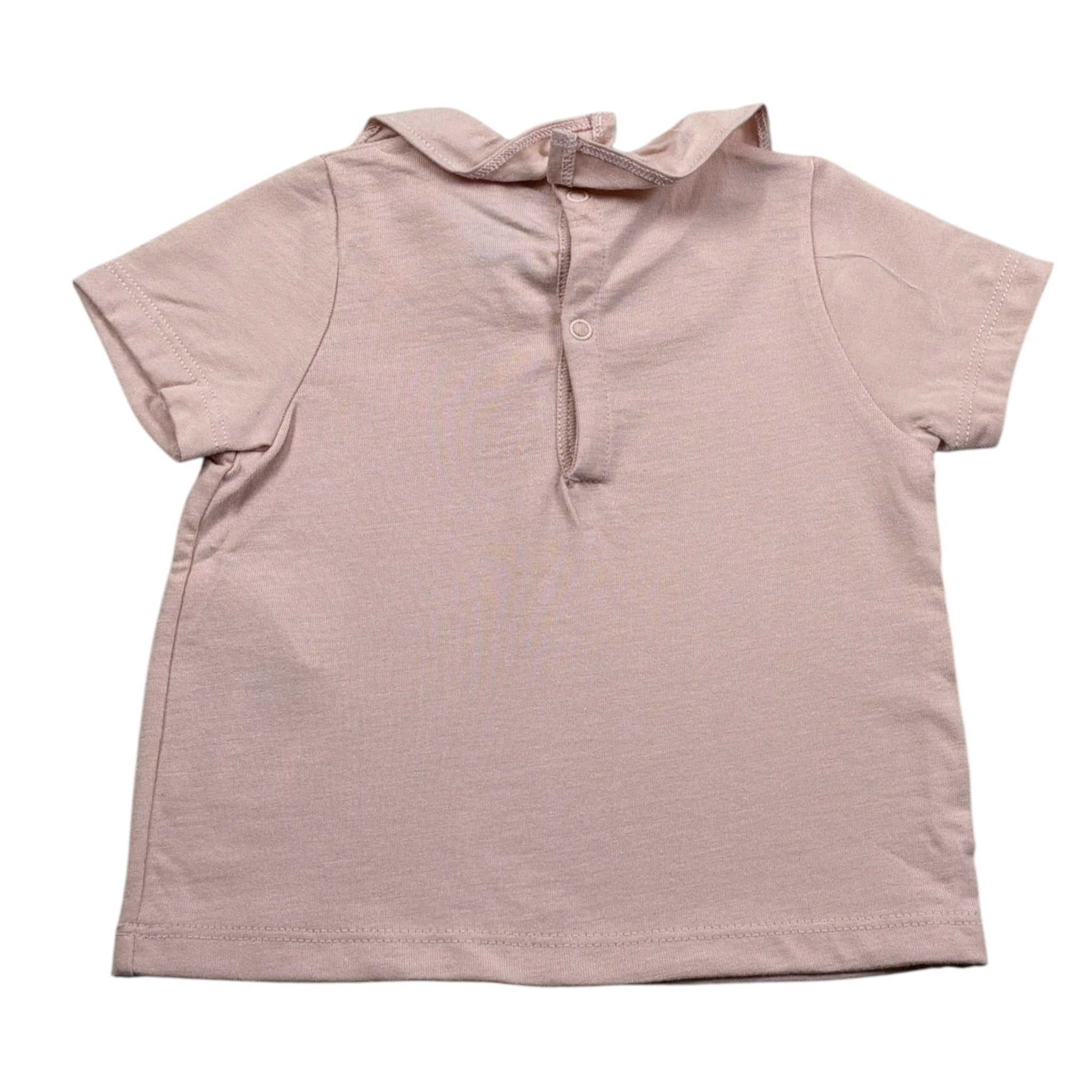 Petit Bateau T-Shit tinta unita con Colletto Rosa per Neonata TBSPE ROSA PETIT BATEAU 