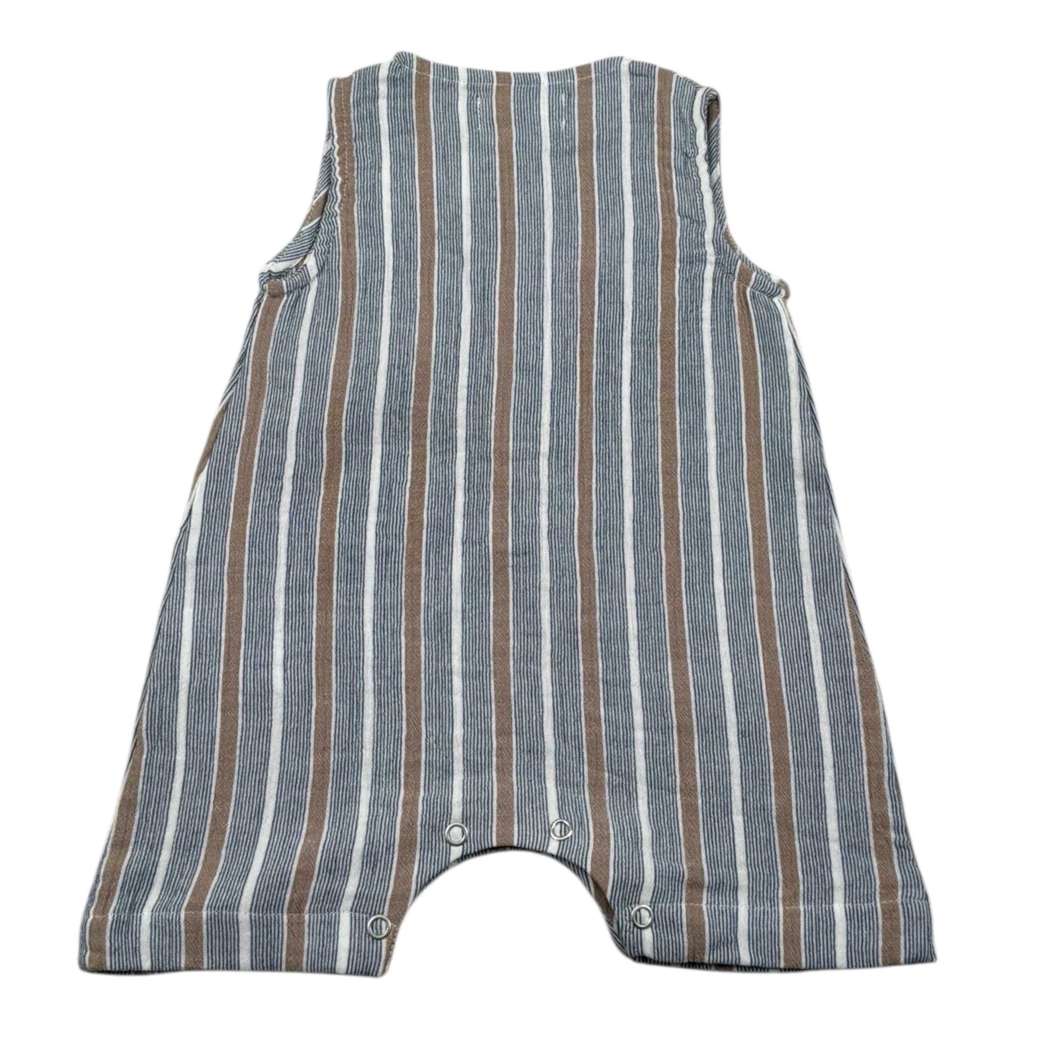 Petit Indi Pagliaccetti Tricolore con Fantasia A Righe Girmanica per Neonato SS25B1729 BLU PETIT INDI 
