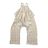 Petit Indi Tuta Intera Bicolore con Fantasia A Quadri per Bambina SS25B2115 BIANCO/BEIGE PETIT INDI 