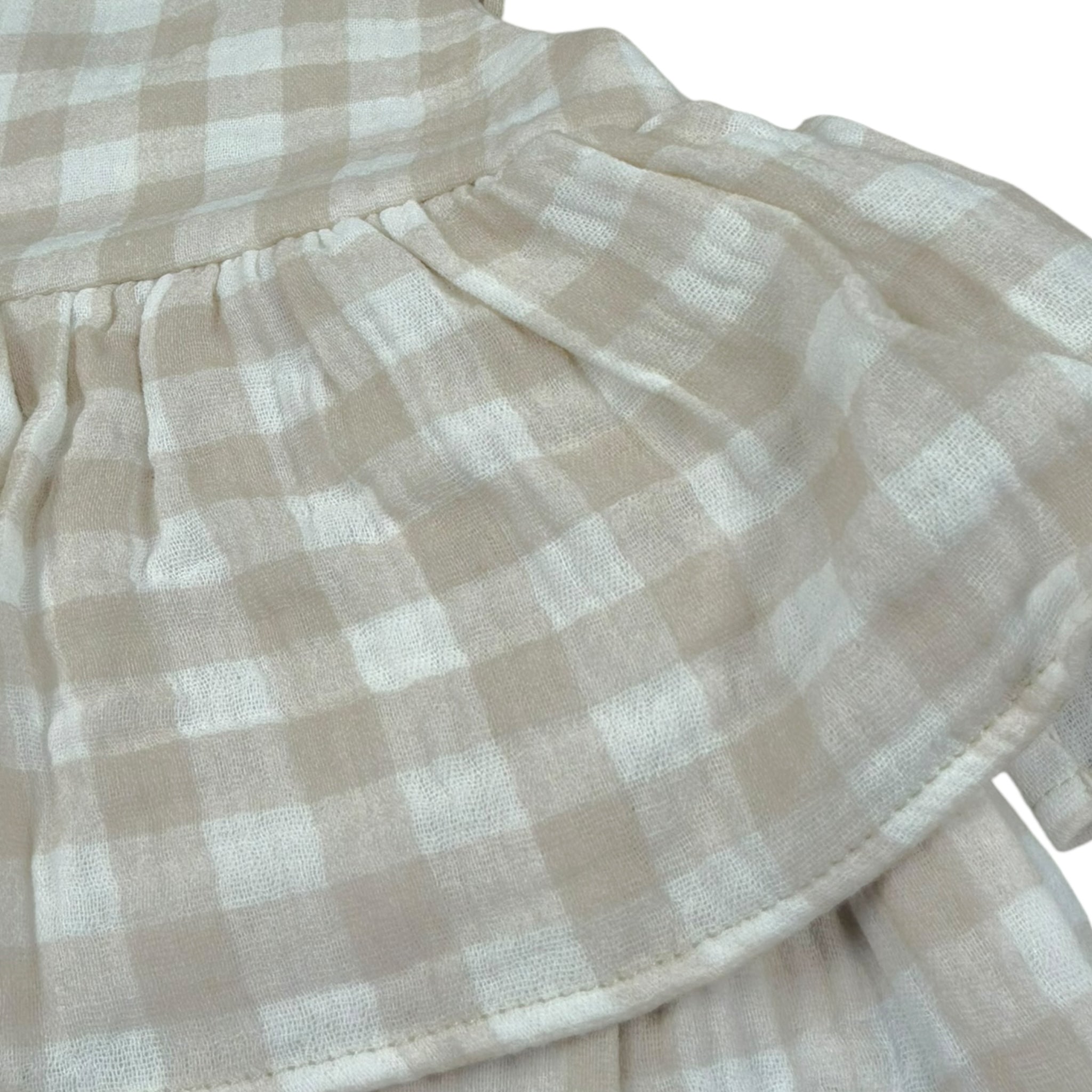 Petit Indi Tuta Intera Bicolore con Fantasia A Quadri per Neonata SS25B2115X BIANCO/BEIGE PETIT INDI 