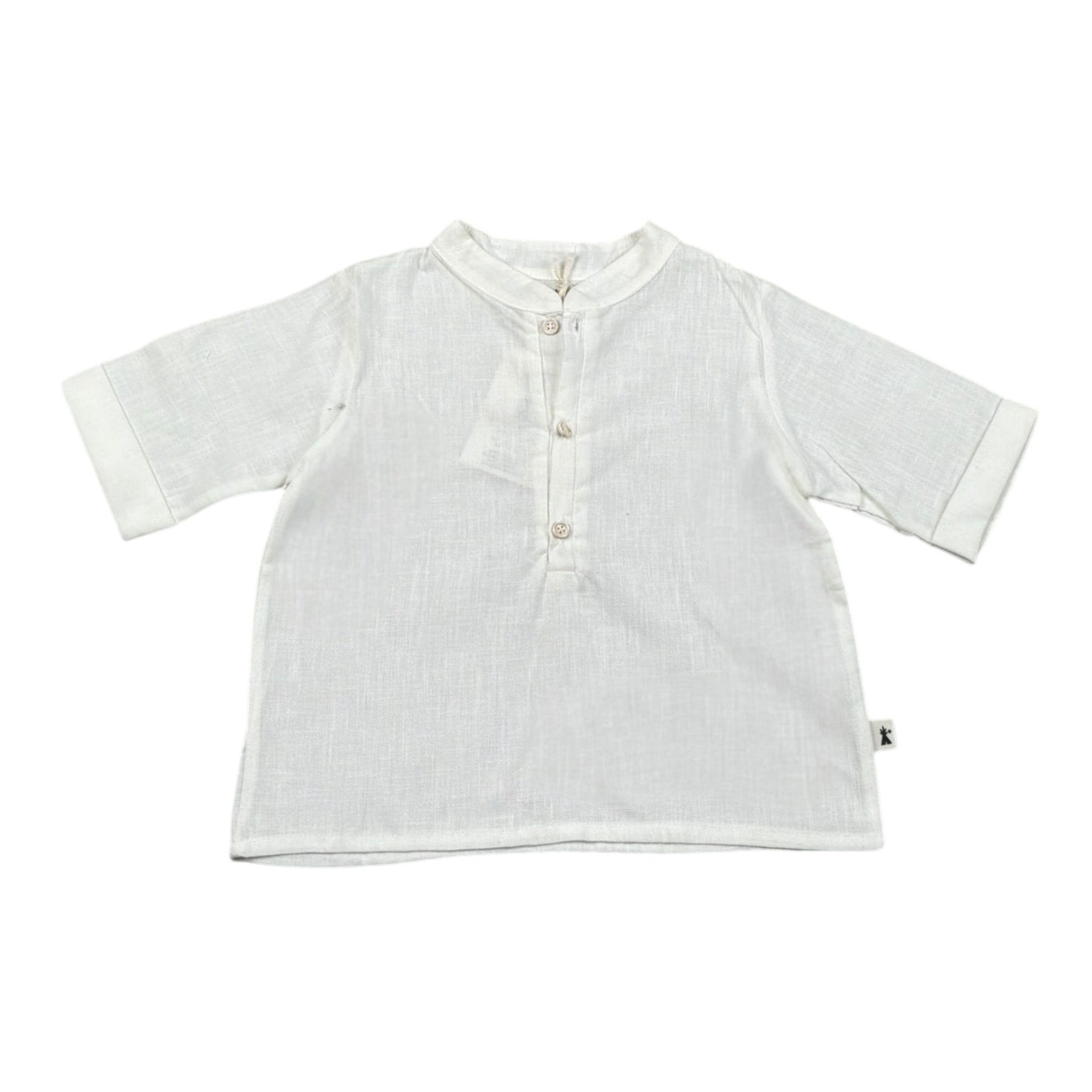 Petit Indi camiciaMezza Manica Girocollo Tinta Unita  per Neonato SS25BK7120XN BIANCO PETIT INDI 