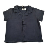 Petit Indi Camicia Mezza Manica Tinta Unita per Neonato SS25BK7326X GRIGIO PETIT INDI 