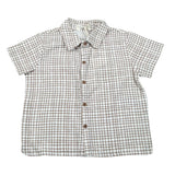 Petit Indi Camicia Tinta Unita con Fantasia A Quadri per Neonato SS25BK7427XN BIANCO PETIT INDI 