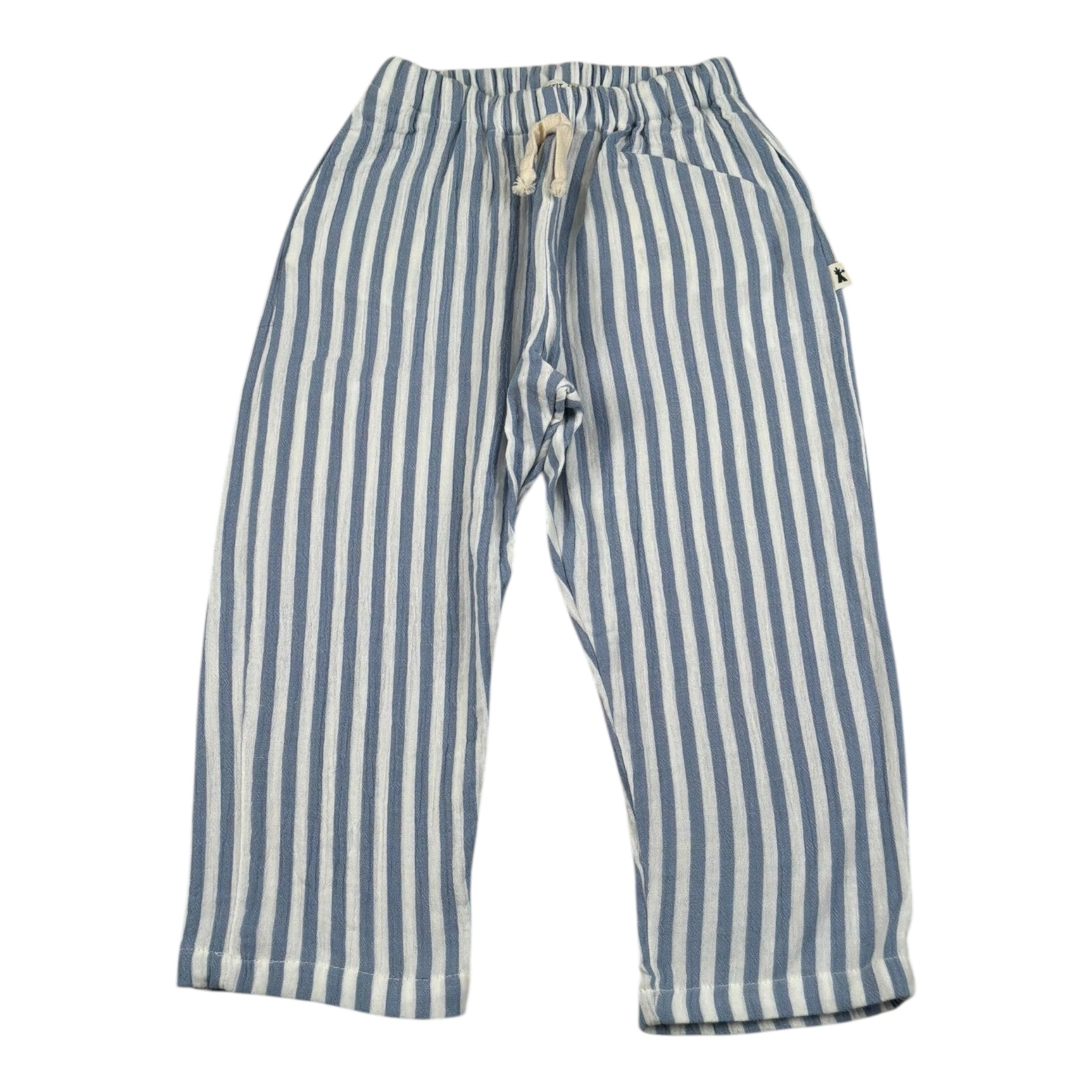 Petit Indi Pantalone Tinta Unita con Fantasia A Righe per Bambino SS25BK8238X AZZURRO PETIT INDI 