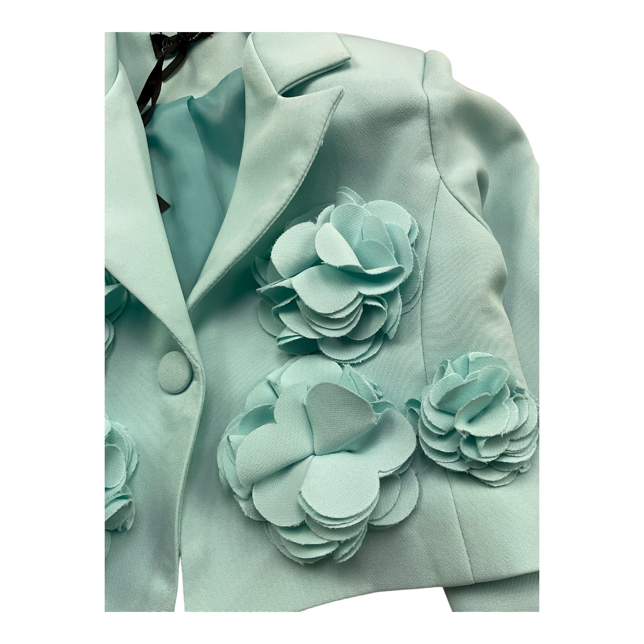Petit Posh Giacca Crop Tinta Unita con Applicazioni per Bambina GFBS25068GC VERDE ACQUA PETIT POSH 