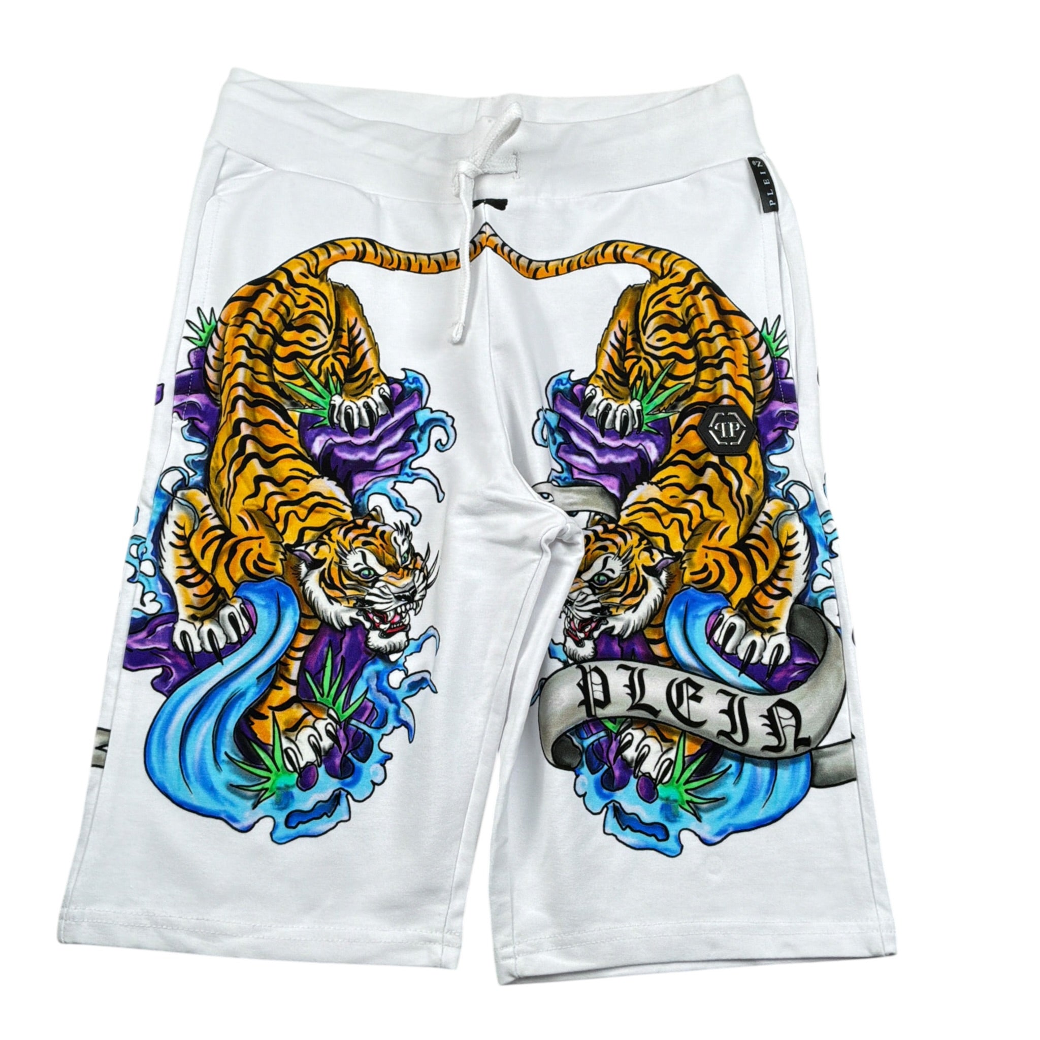 Philipp Plein Bermuda tinta unita con Stampa Bianco per Bambino BJT0496 BIANCO PHILIPP PLEIN 