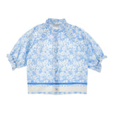 Philosophy Camicia Mezza Manica Tinta Unita con Fantasia Fiori per Bambina I1E304 BIANCO PHILOSOPHY 
