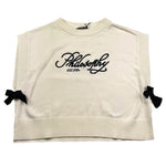 Philosophy Maglia Giromanica Tinta Unita con Stampa per Bambina I9E308X PANNA PHILOSOPHY 