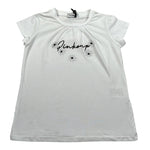 Pinko T-Shirt Girocollo tinta unita con Logo Bianco per Bambina 033294 BIANCO PINKO 