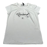 Pinko T-Shirt Girocollo tinta unita con Logo Bianco per Bambina 033294 BIANCO PINKO 