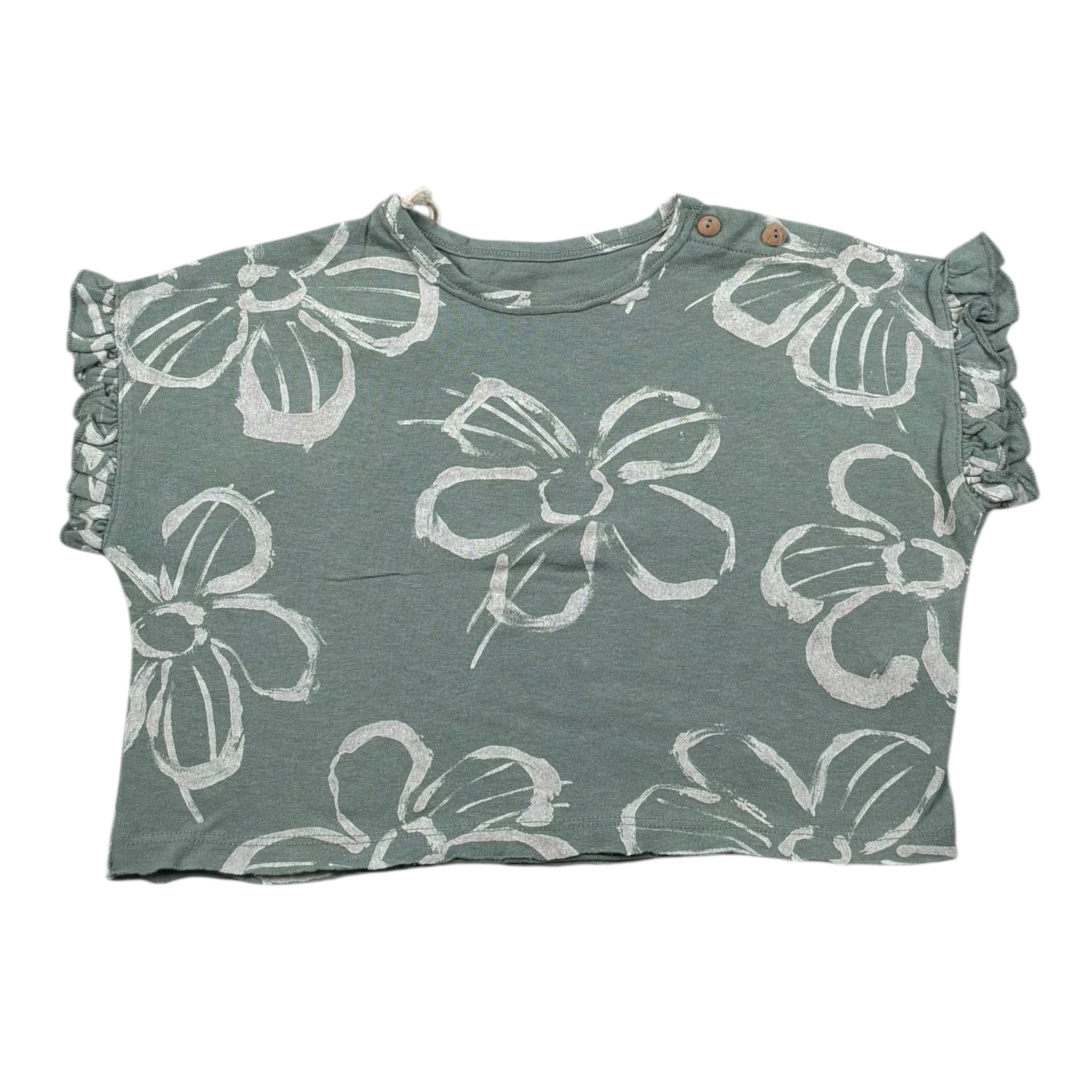 Play Up T-Shirt Girocollo Tinta Unita Stampa Fantasia per Neonata PA022AQ11053 VERDE PLAY UP 