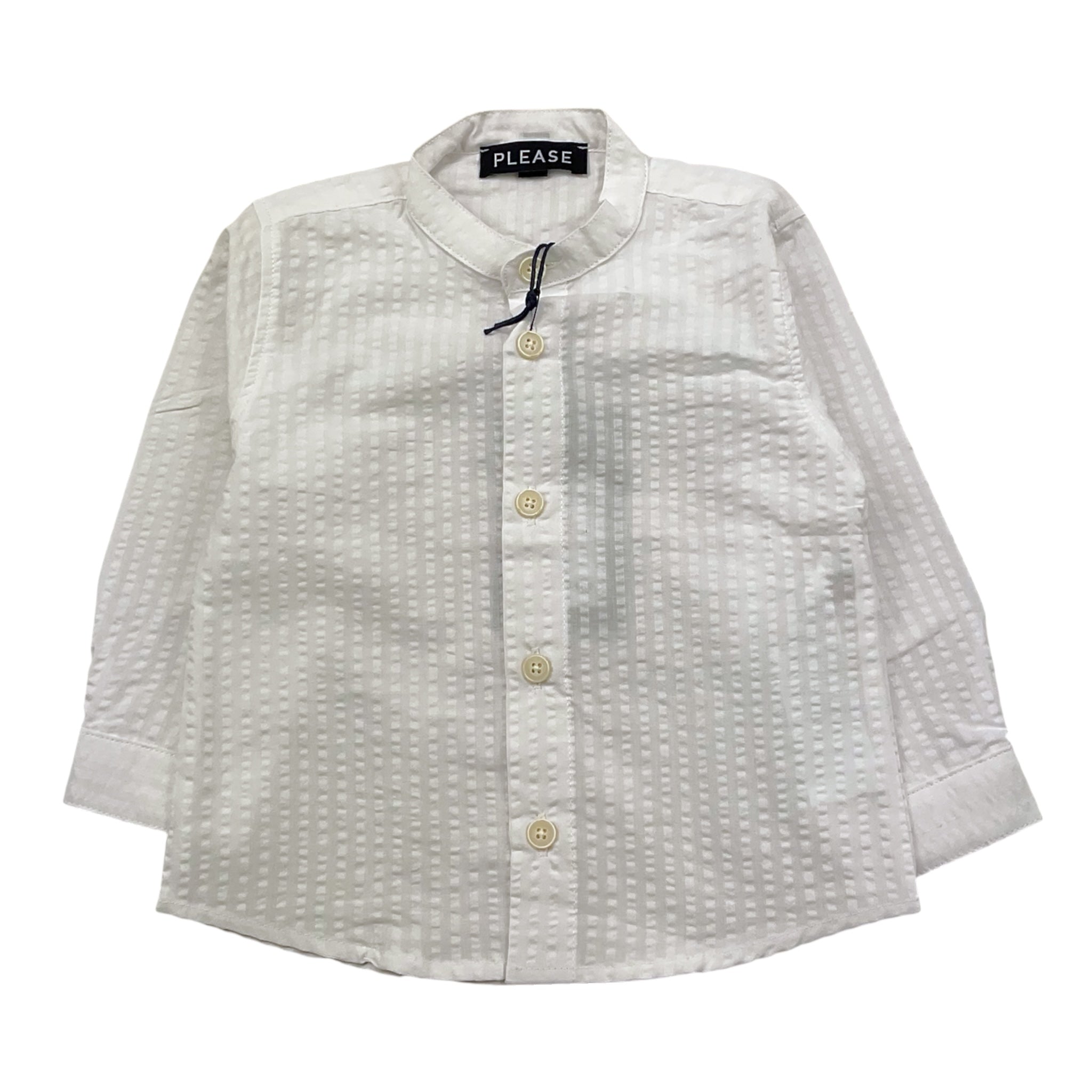 Please Camicia Manica Lunga Tinta Unita per Neonato CL28270B73 BIANCO PLEASE 
