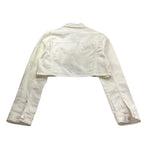 Please Giubbino In Denim Tinta Unita per Bambina JB18132G73 BIANCO PLEASE 