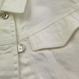 Please Giubbino In Denim Tinta Unita per Bambina JB18132G73 BIANCO PLEASE 