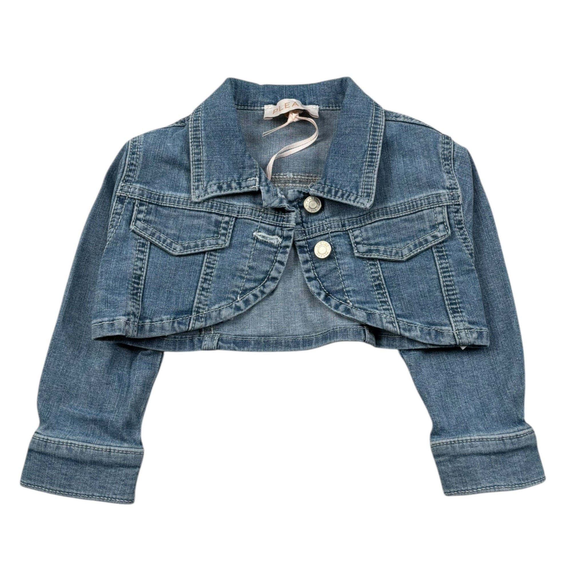Please Giubbino In Denim Tinta Unita per Bambina JB29012G73J AZZURRO PLEASE 